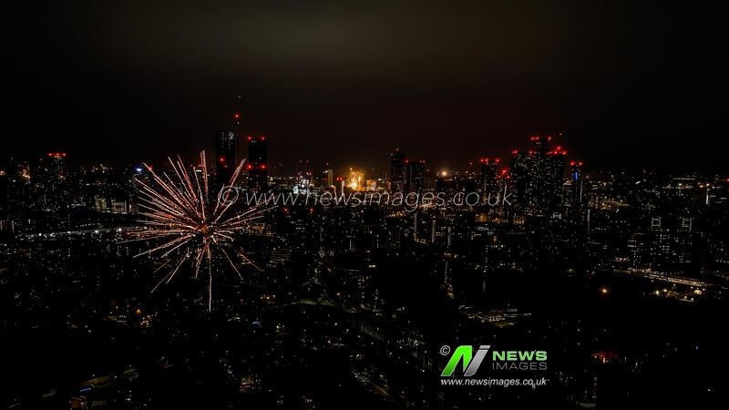 Fireworks across the skies of Manchester for New Years Day
