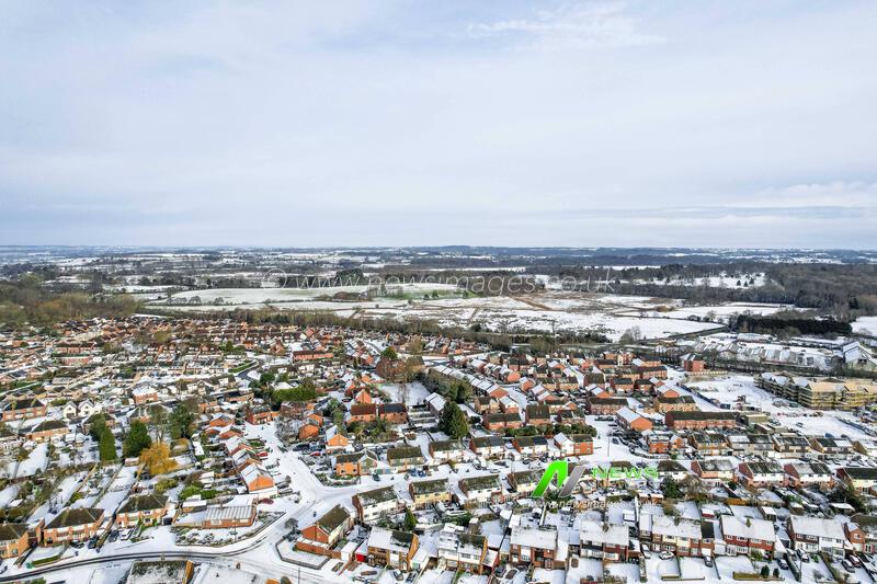 Aerial views of snowfall in Newport