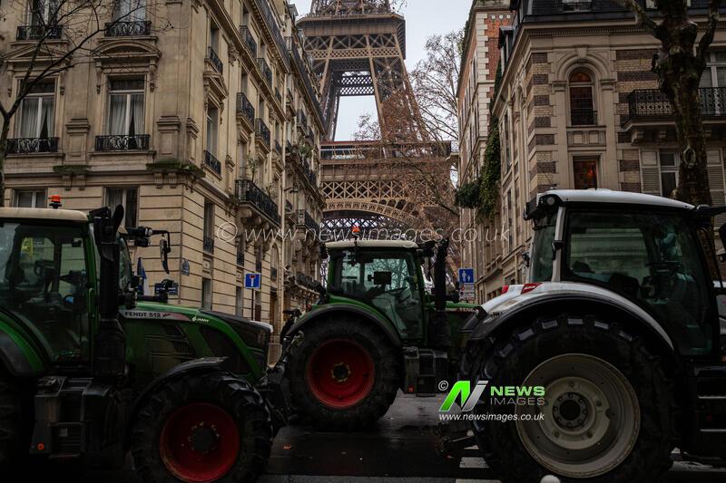 Farmers Demonstration near the Eiffel Tower in Paris, France - 08 Jan 2026