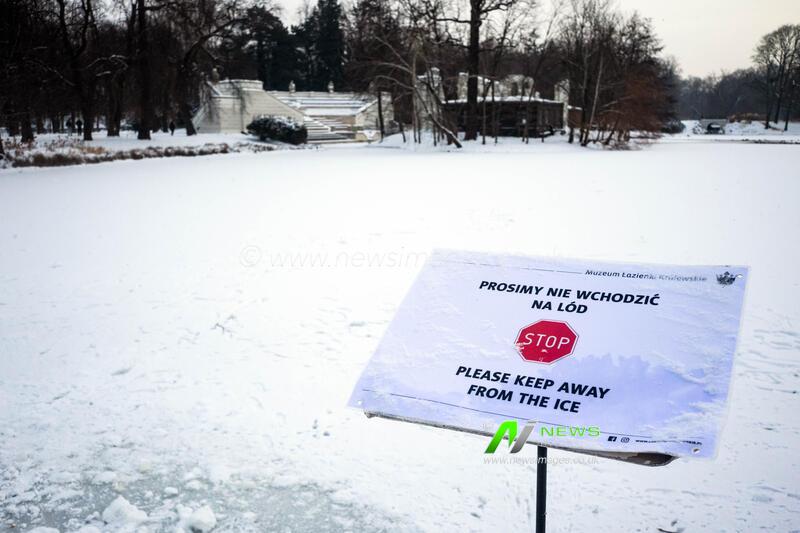 Royal Baths Park (Lazienki) in Warsaw on a quiet winter's day.
