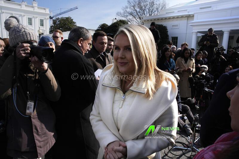 Karoline Leavitt talks to the media - Washington 