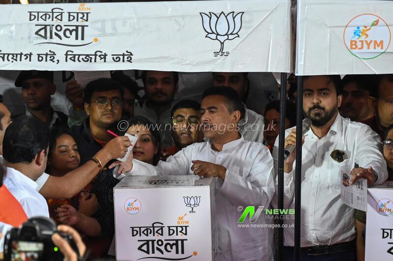 India: West Bengal LoP Suvendu Adhikari Leads Chakri Chay Bangla Demonstration
