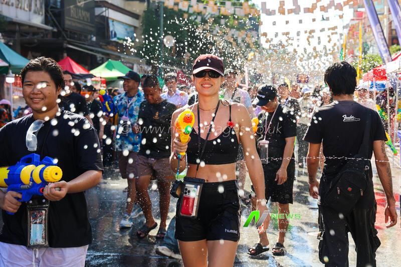 Water fight during the Songkran festival on Khao San Road in Bangkok - 13 Apr 2026