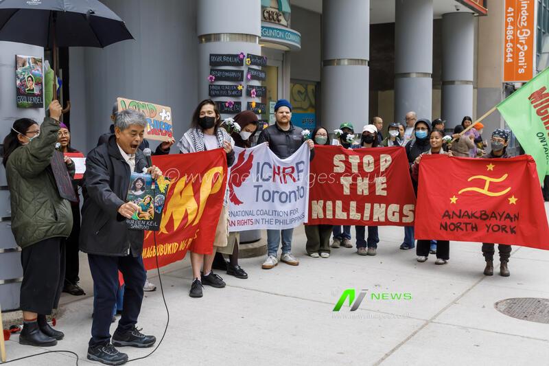 Canada:  Philippine-Torontonians rally outside the Philippine Consulate General after the killing of 19 individual by the Armed Forces of the Philippines