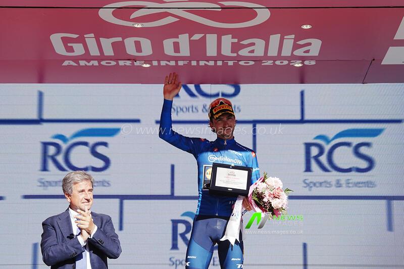 Italia: The Blue Jersey Italy’s Giulio Ciccone of Lidl-trek Winner Cima Coppi Awards During...