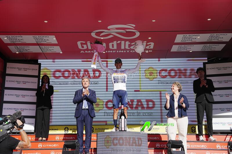 Italia: The White Jersey Portugal’s Afonso Oliveira Eulálio of Bahrain Victorious During Stage...