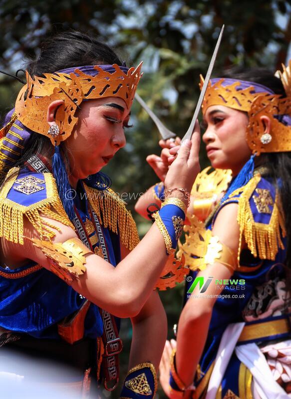 Jathilan dancers perform at Metri Bumi Merapi ceremony in Central Java
