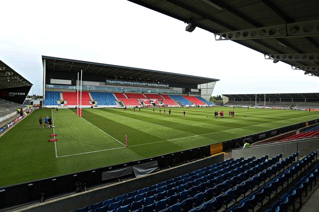 A general view of the Salford Community Stadium before the Betfred Super League round 17 match Salford Red Devils vs Warrington Wolves at Salford Community Stadium, Eccles, United Kingdom, 4th July 2025

(Photo by Sam Eaden/News Images)