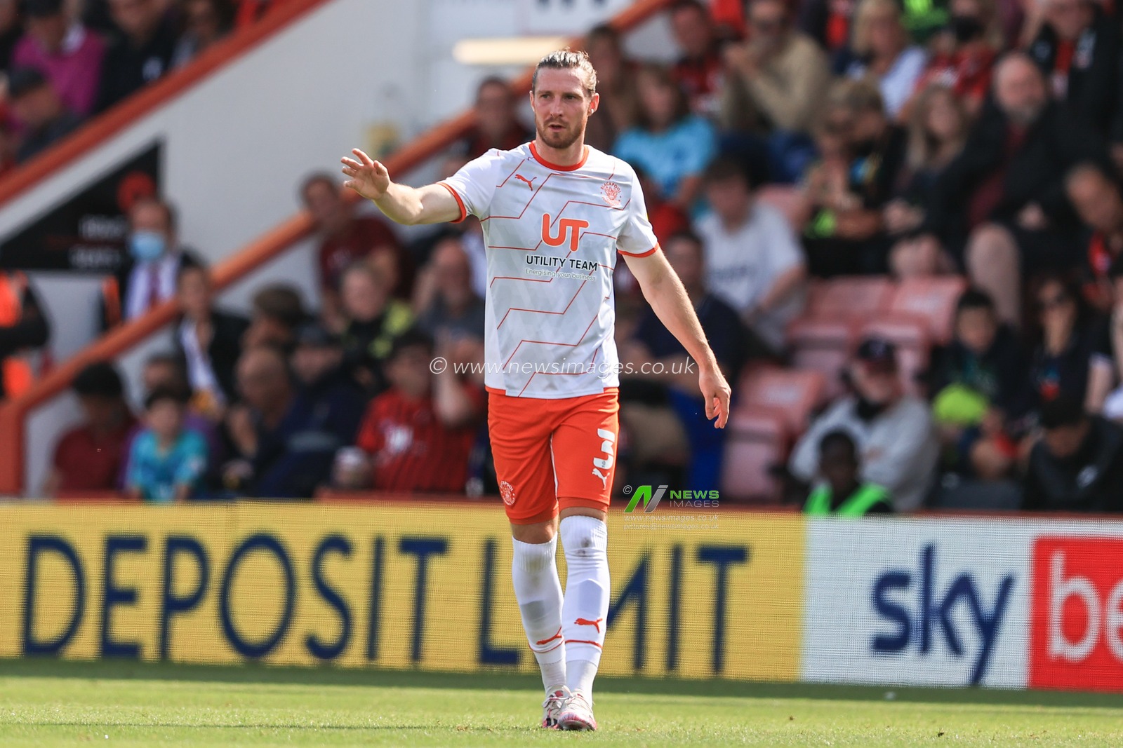 James Husband #3 of Blackpool in action during the game