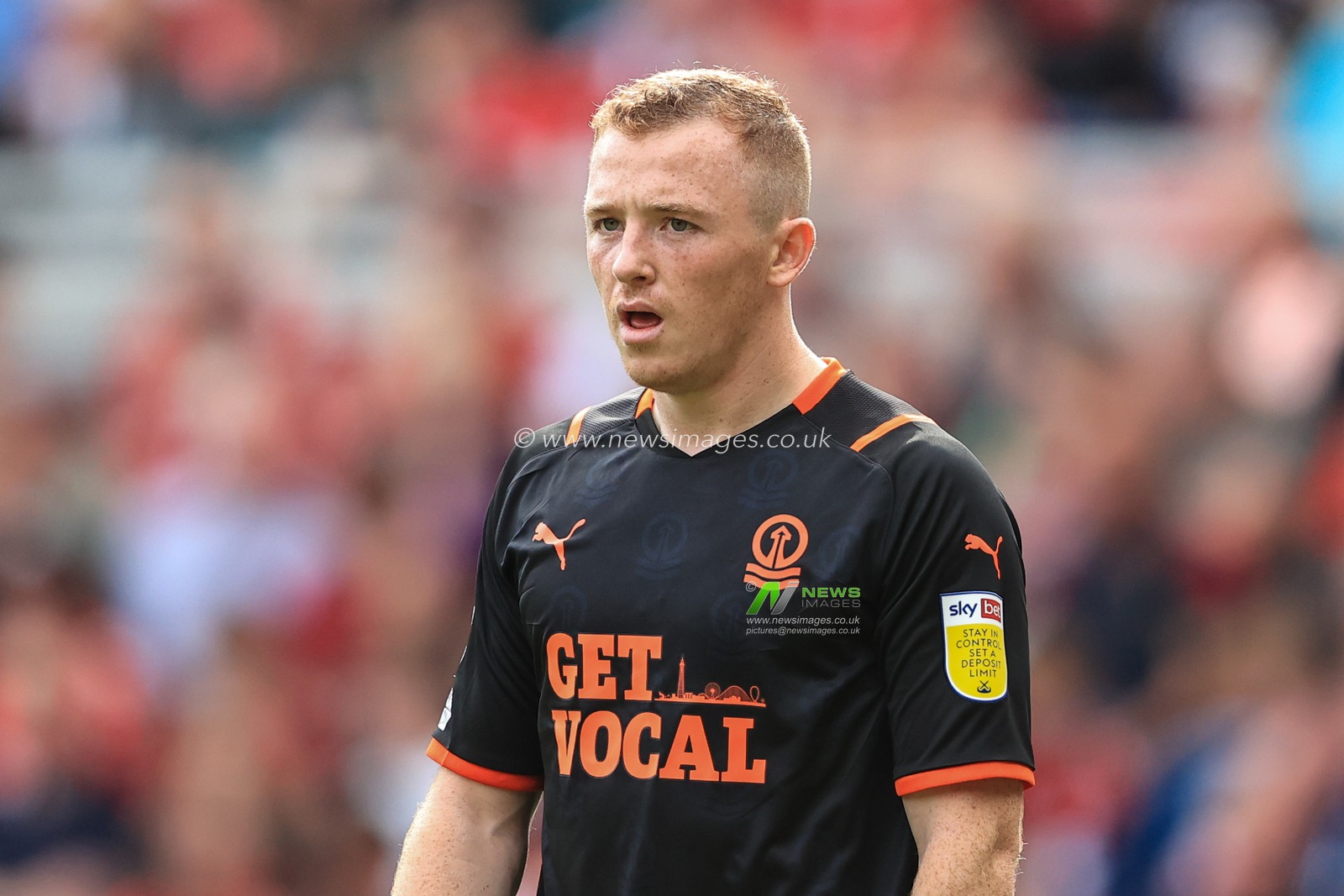Shayne Lavery #19 of Blackpool during the game