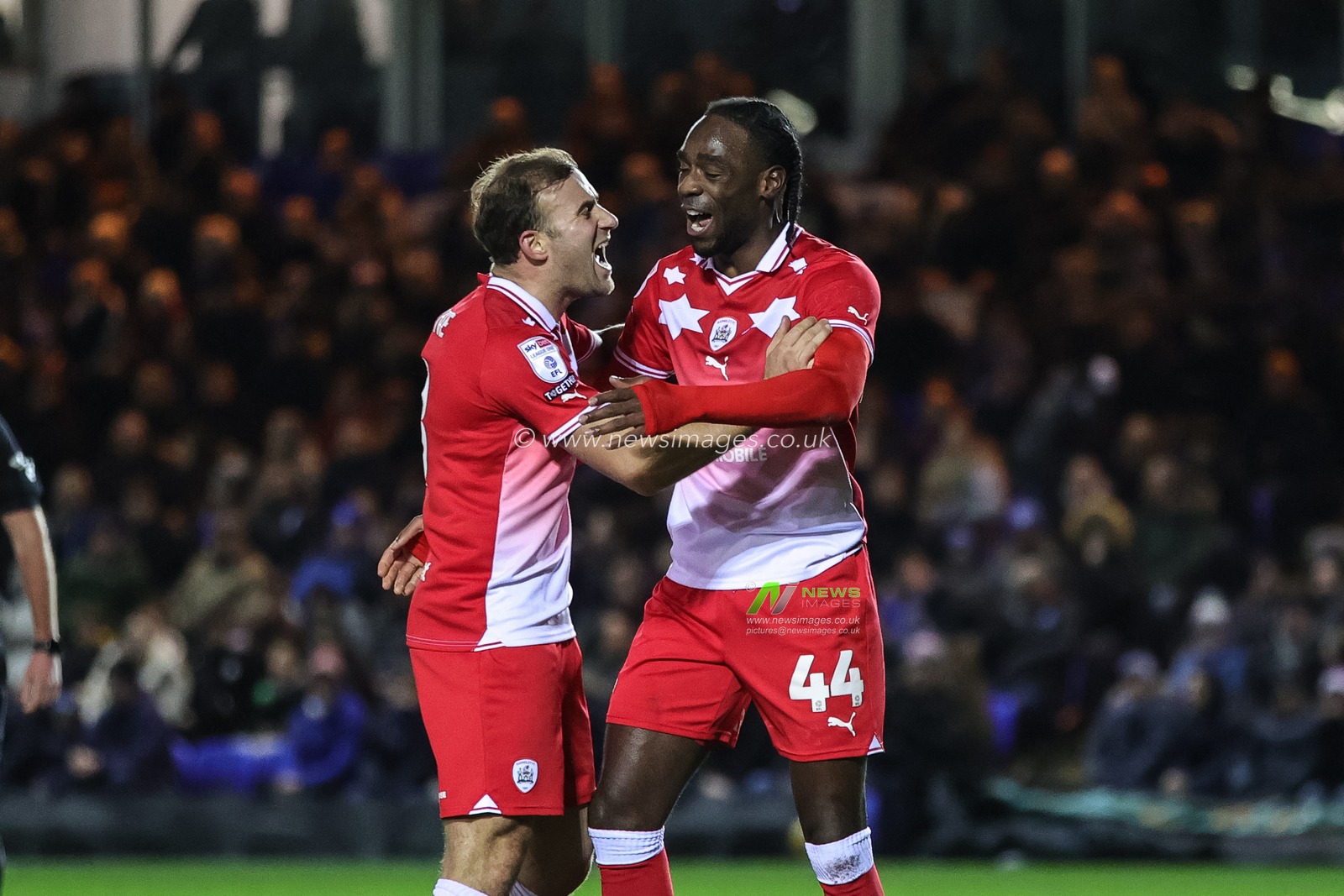 Devante Cole #44 of Barnsley celebrates his goal to make it 0-2 during the Sky Bet League 1 match Peterborough United vs Barnsley at Weston Homes Stadium, Peterborough, United Kingdom, 29th December 2023

(Photo by Mark Cosgrove/News Images)