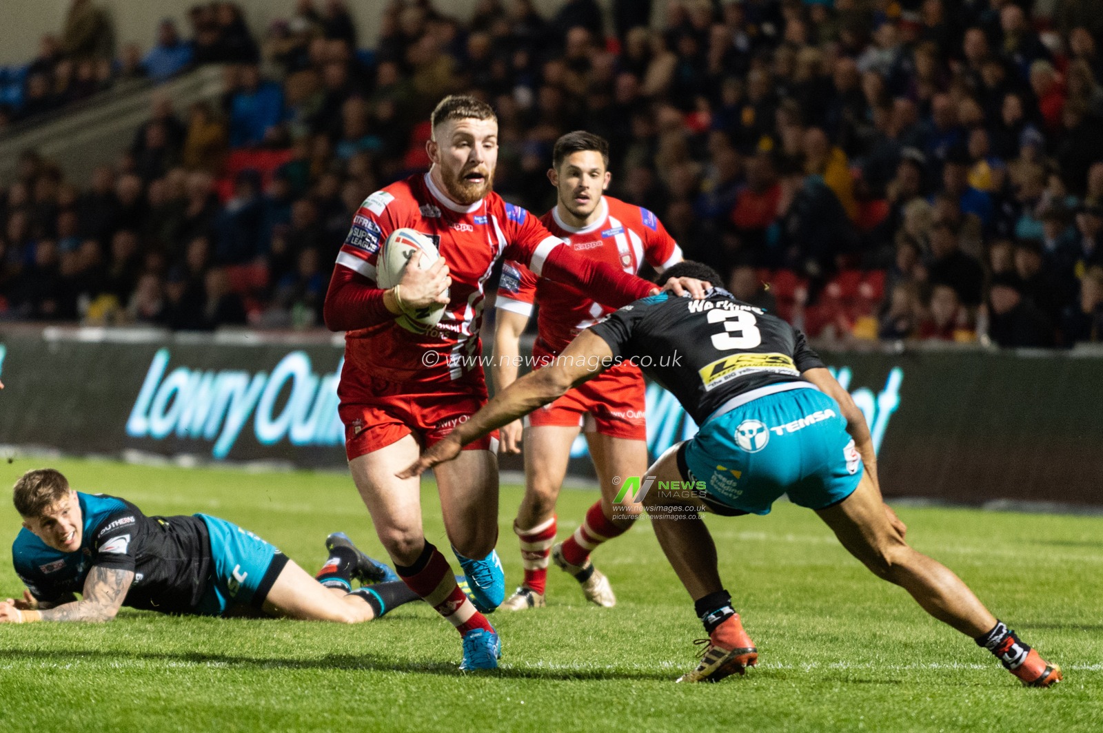 3rd May 2019 ,  AJ Bell Stadium, Salford, England;  Betfred Super League, Round 14, Salford Red Devils vs Leeds Rhinos ; Jackson Hastings of Salford Red Devils 

Credit: Richard Long/News Images