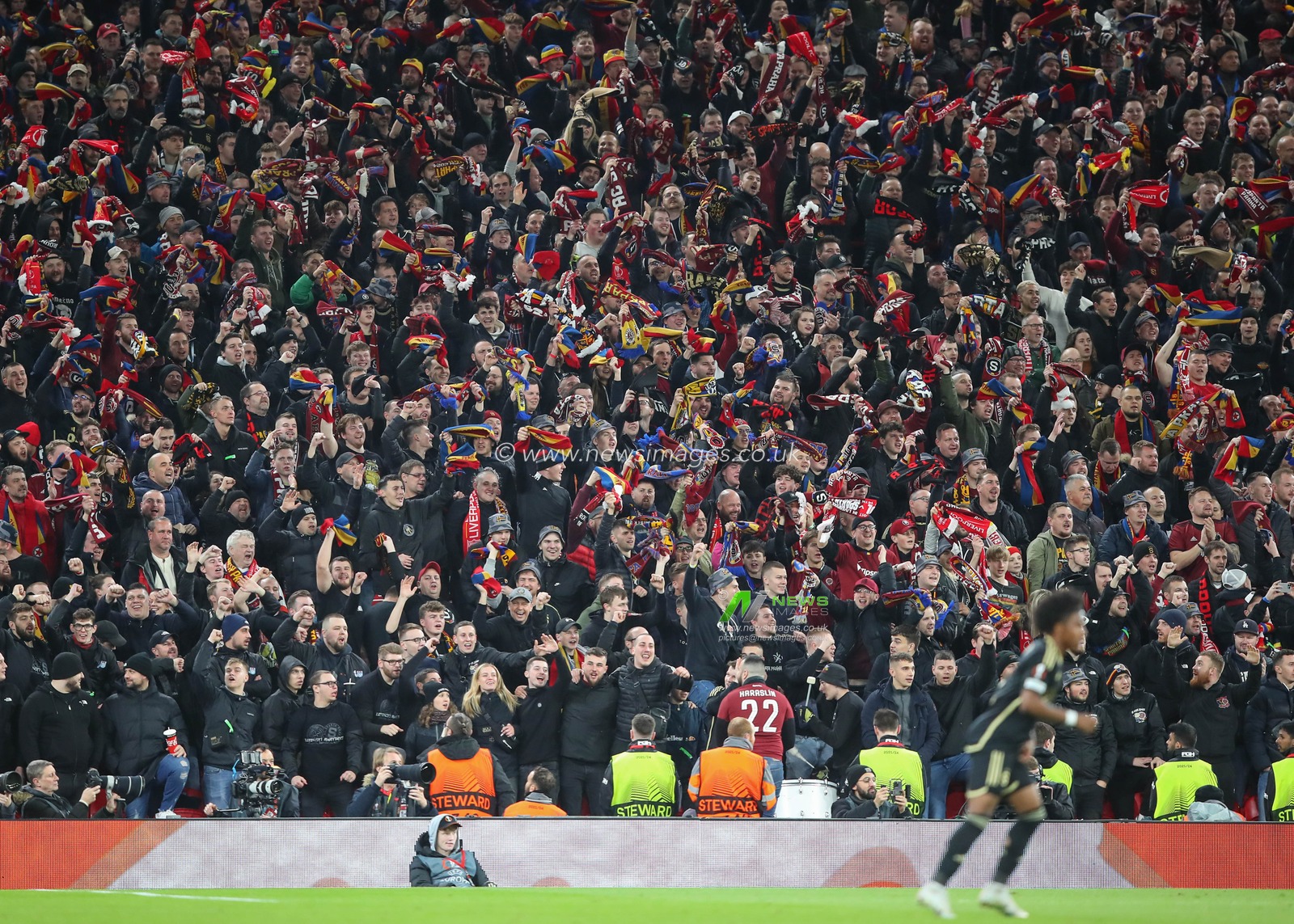 Athletic Club Sparta Praha fans celebrate Veljko BirmanÄeviÄ‡ of Athletic Club Sparta Praha goal to make it 4-1, during the UEFA Europa League match Liverpool vs Sparta Prague at Anfield, Liverpool, United Kingdom, 14th March 2024

(Photo by Gareth Evans/News Images)