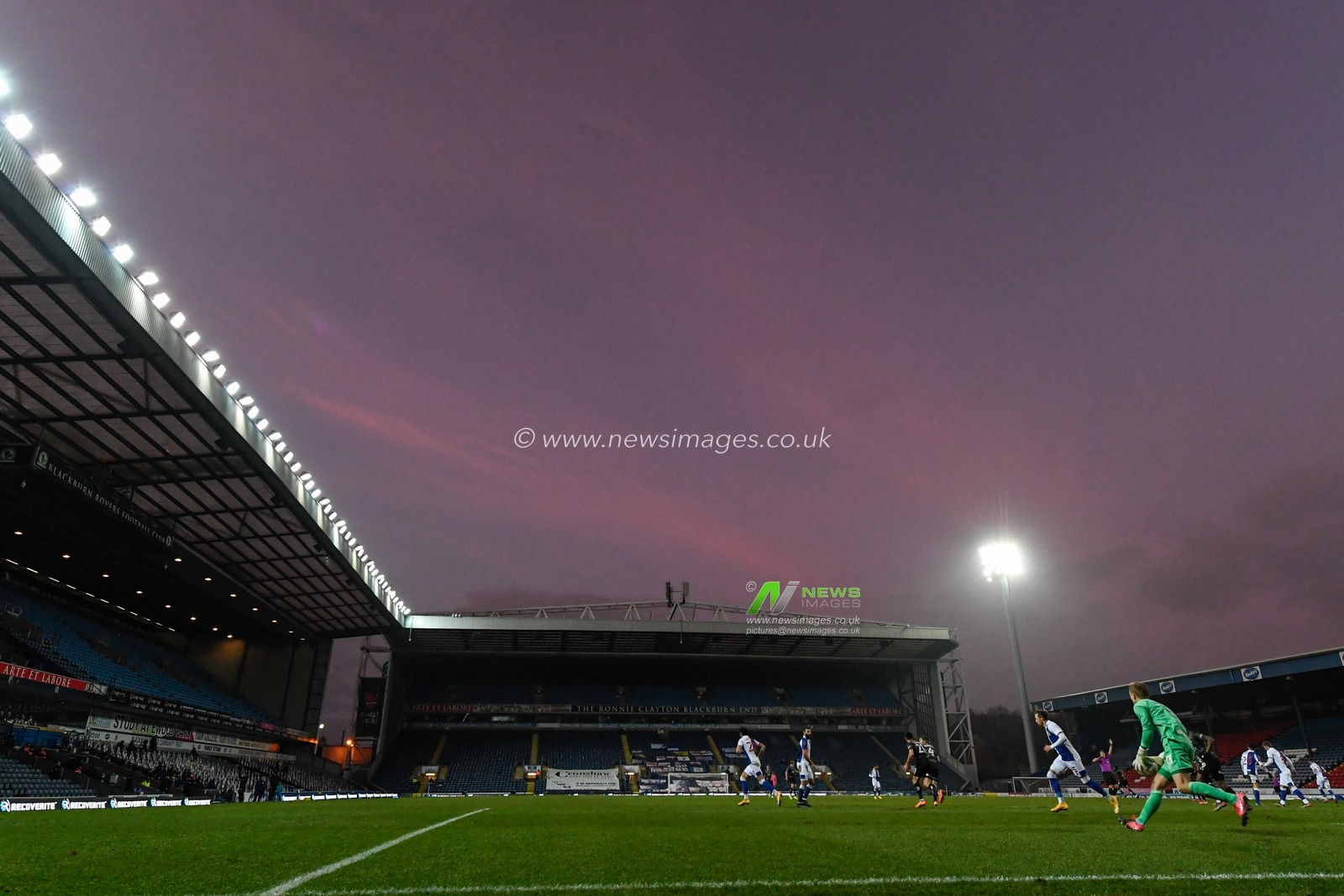 A beautiful sky over Ewood Park during the game