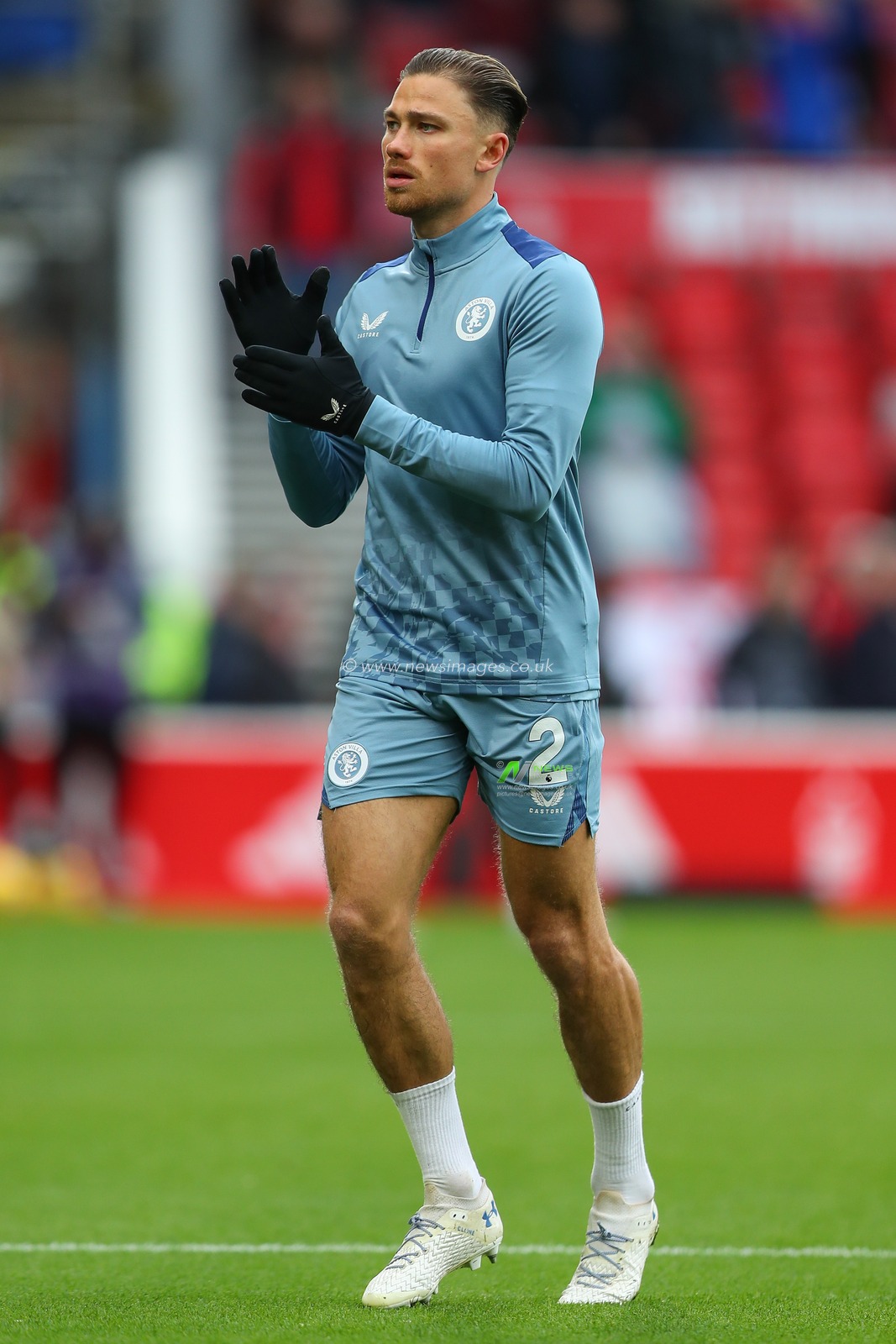 Matty Cash #2 of Aston Villa during the pre-game warm up ahead of the Premier League match Nottingham Forest vs Aston Villa at City Ground, Nottingham, United Kingdom, 5th November 2023

(Photo by Gareth Evans/News Images)