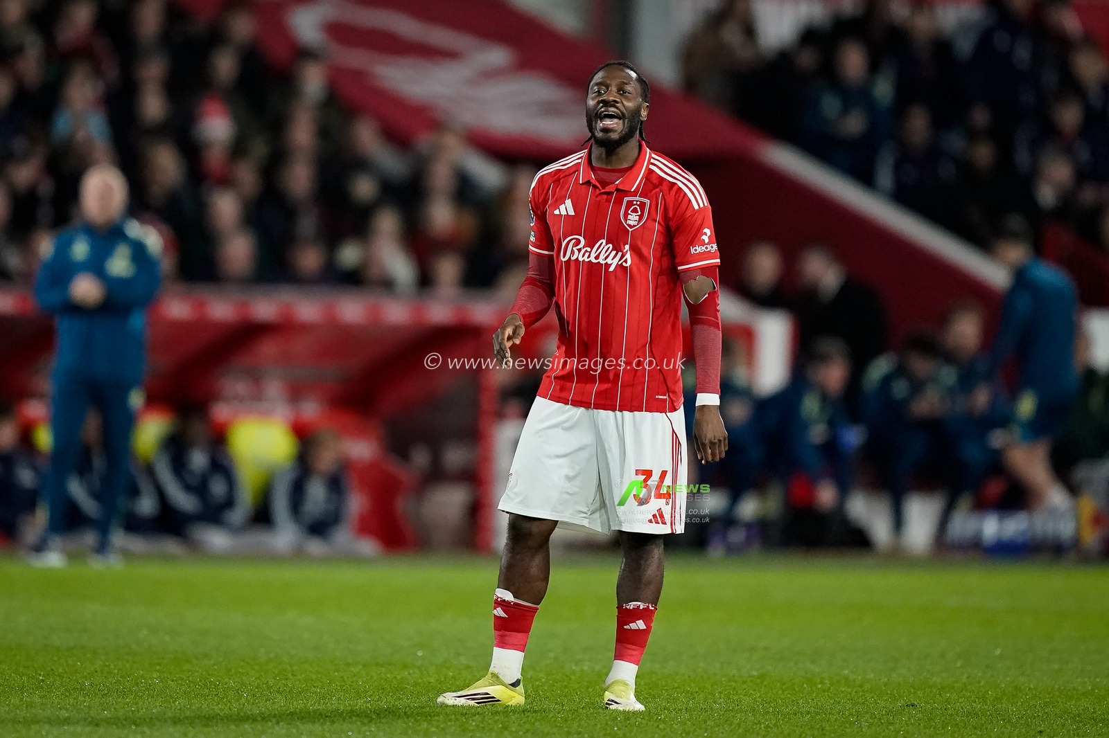 Ola Aina of Nottingham Forest gives his team instructions  during the Premier League match Nottingham Forest vs Wolverhampton Wanderers at City Ground, Nottingham, United Kingdom on 11 February 2026

(Photo by Maynard Manyowa/News Images)