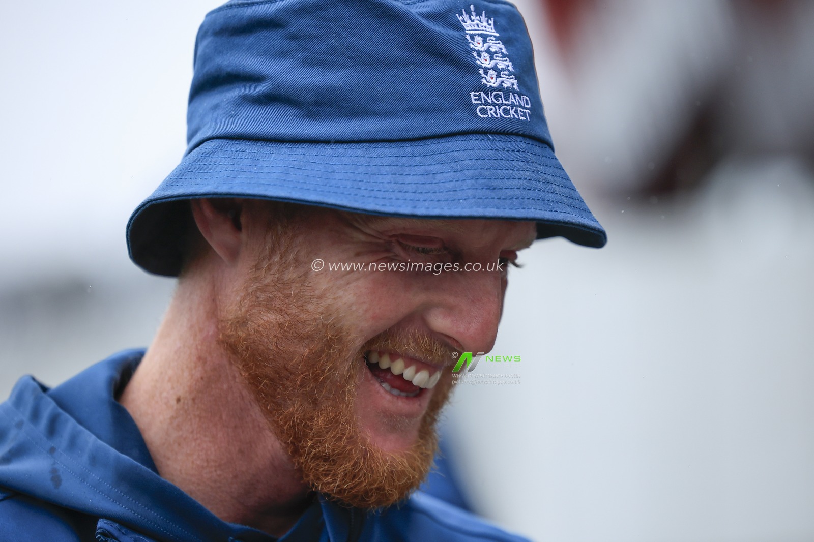 Ben Stokes of England raises a smile after the match is abandoned at the LV= Insurance Ashes Test Series Fourth Test Day Five match England vs Australia at Old Trafford, Manchester, United Kingdom, 23rd July 2023

(Photo by Conor Molloy/News Images)
