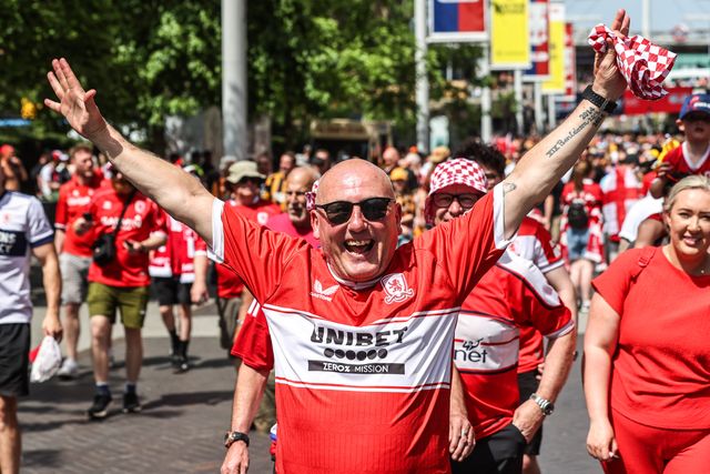 Middlesborough fans make their way up Wembley Way ahead of the Sky Bet Championship Playoffs Final match Hull City vs Middlesbrough at Wembley Stadium, London, United Kingdom on 23 May 2026

(Photo by Alfie Cosgrove/News Images)