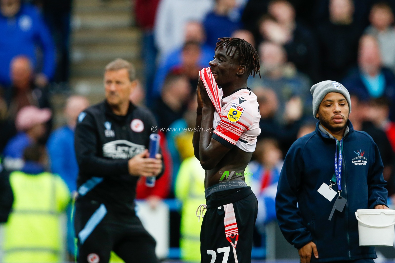 Amadou Mbengue #27 of Reading looking dejected after losing the Sky Bet Championship match Huddersfield Town vs Reading at John Smith's Stadium, Huddersfield, United Kingdom, 8th May 2023

(Photo by Ben Early/News Images)