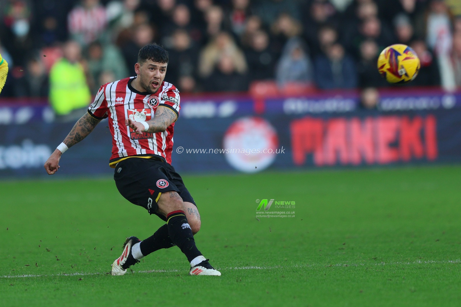 Gustavo Hamer of Sheffield United shoots during the Sky Bet Championship match Sheffield United vs Norwich City at Bramall Lane, Sheffield, United Kingdom, 18th January 2025

(Photo by Alex Roebuck/News Images)
