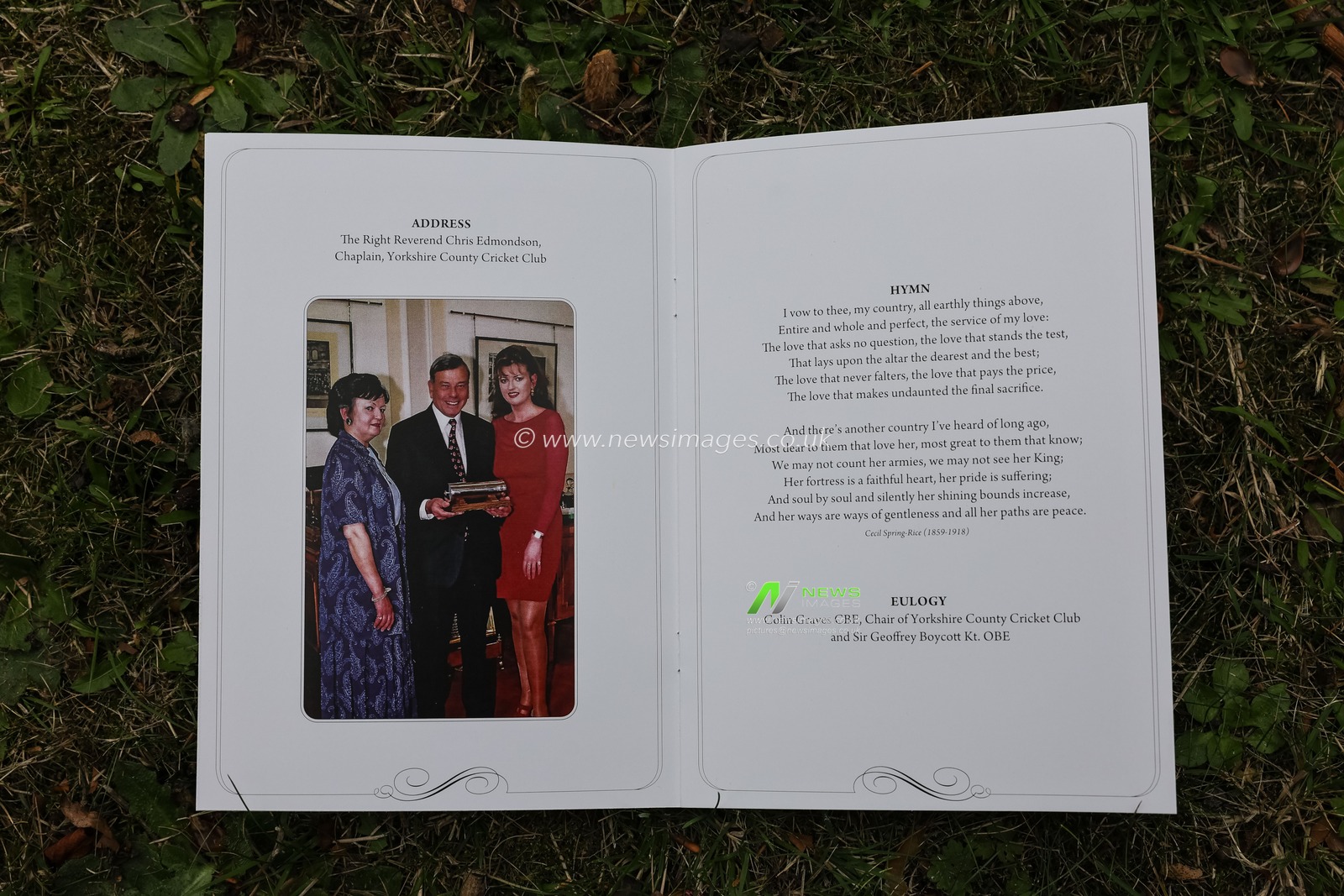 Pages form Harold Dennis “Dickie” Bird OBE order of service booklet during the Funeral of Harold Dennis “Dickie” Bird OBE at St Mary's Church, Barnsley, United Kingdom, 19th October 2025

(Photo by Mark Cosgrove/News Images)