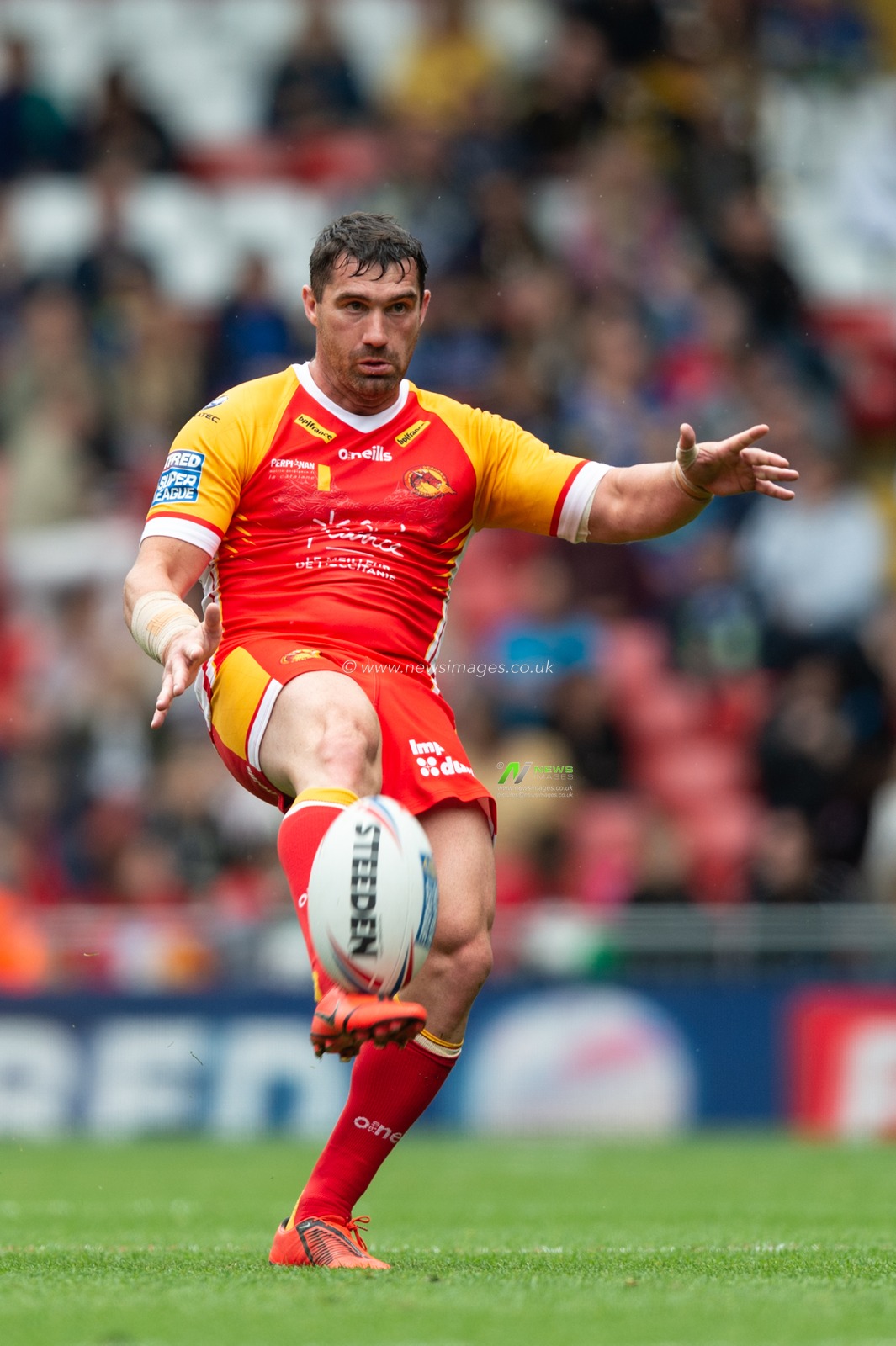25th May 2019 , Anfield Stadium, Liverpool, England; Dacia Magic Weekend, Betfred Super League Round 16, Wakefield Trinity vs Catalans Dragons ; Matty Smith of Catalans Dragons 

Credit: Richard Long/News Images