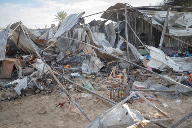 About 20 Palestinians, including children and women, were killed and several others were injured when the Israeli army targeted the tents of displaced persons. December 05, 2024, Gaza, Palestine