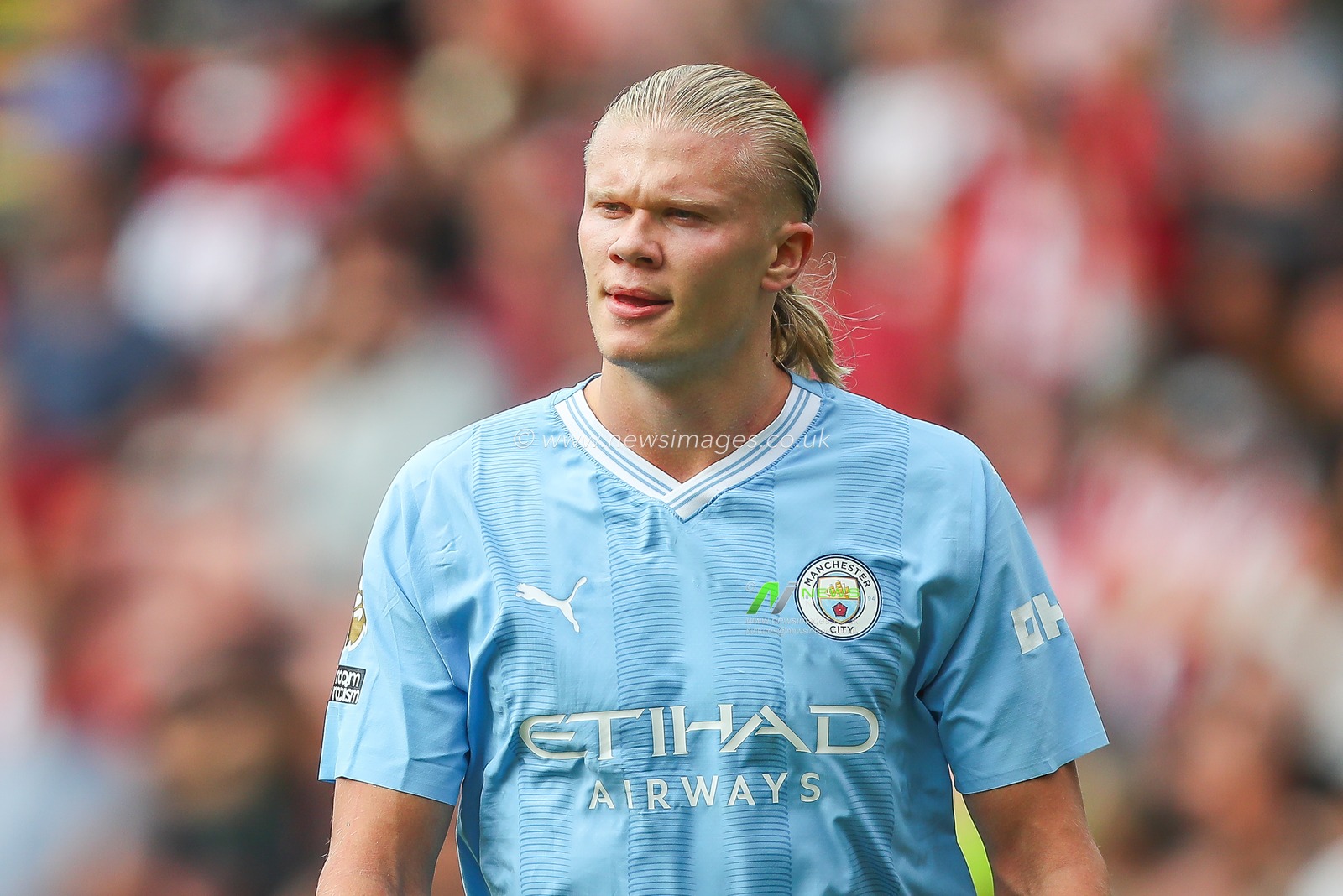 Erling Haaland #9 of Manchester City during the Premier League match Sheffield United vs Manchester City at Bramall Lane, Sheffield, United Kingdom, 27th August 2023

(Photo by Gareth Evans/News Images)