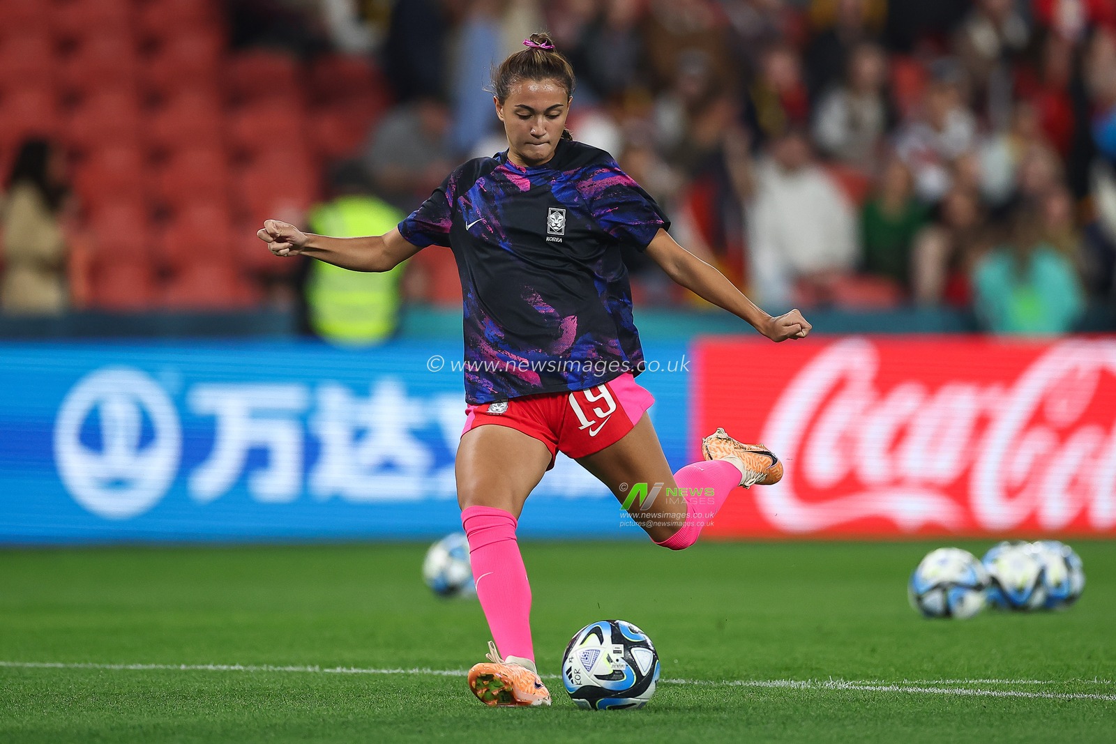 Casey Phair #19 of South Korea during the pre-game warmup ahead of the FIFA Women's World Cup 2023 Group H South Korea Women vs Germany Women at Adelaide Oval, Adelaide, Australia, 3rd August 2023

(Photo by Patrick Hoelscher/News Images)