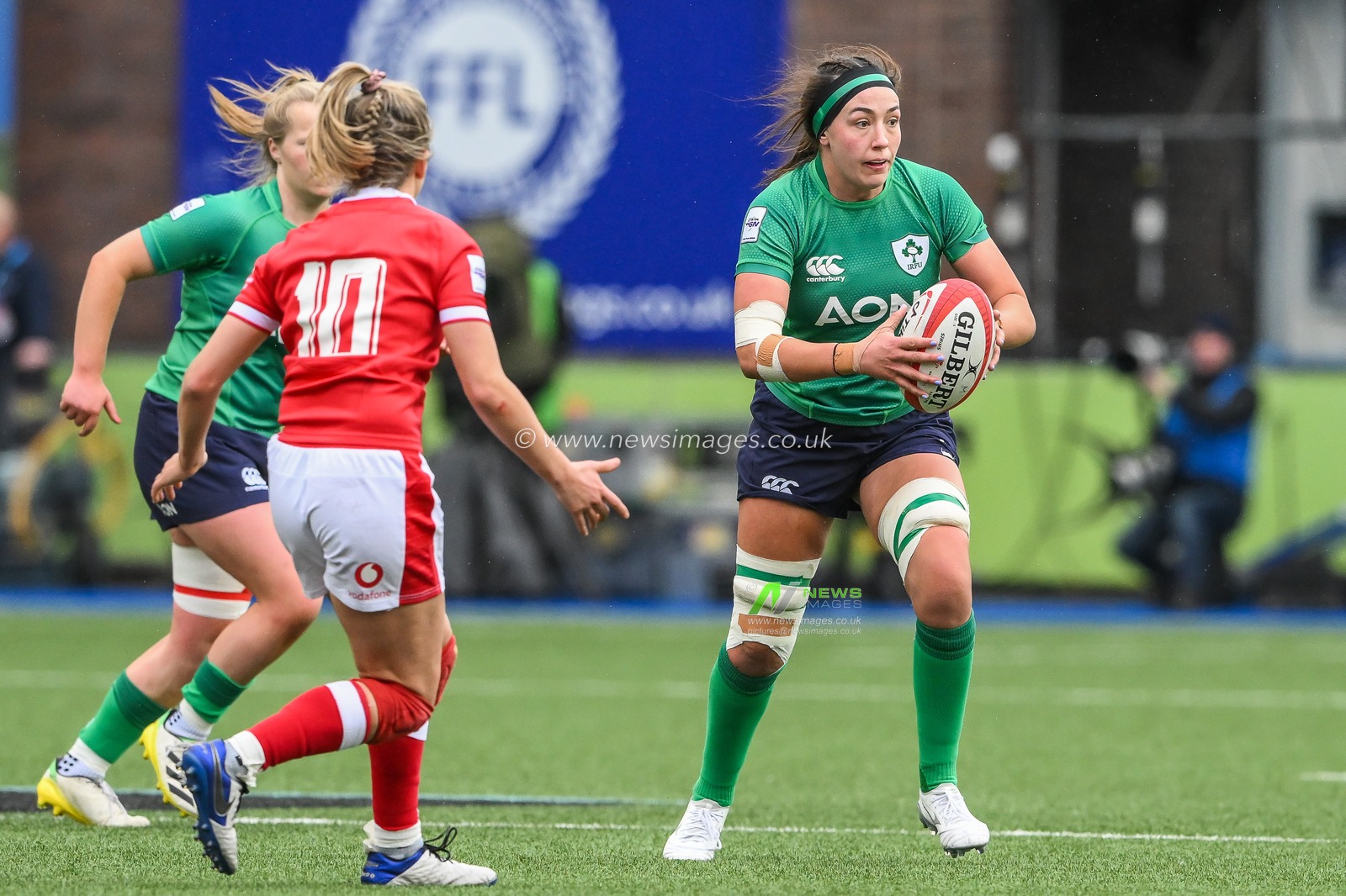 Nichola Fryday of Ireland makes a break during the TikTok Womenâ€™s Six Nations match Wales vs Ireland at BT Cardiff Arms Park, Cardiff, United Kingdom, 25th March 2023

(Photo by Craig Thomas/News Images)