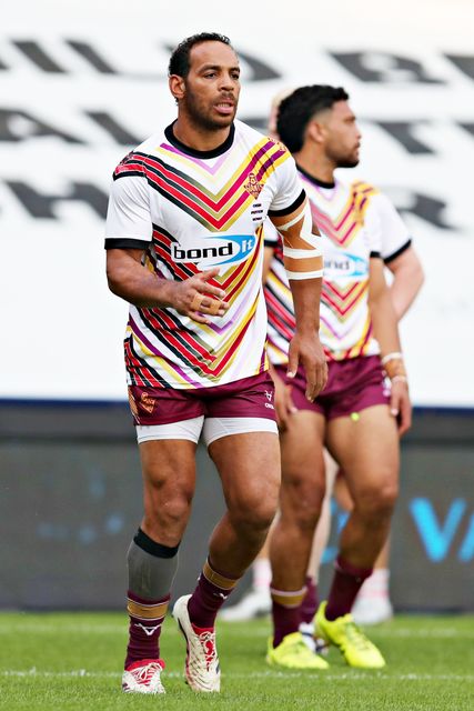 Leroy Cudjoe of Huddersfield Giants before the Betfred Super League round 19 match Huddersfield Giants vs Wakefield Trinity at the Accu Stadium, Huddersfield, United Kingdom, 18th July 2025(Photo by Sam Eaden/News Images)