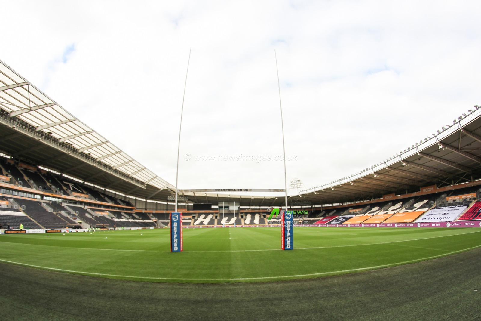 general view of the KCOM Stadium prior to the first rugby league fixture since lockdown