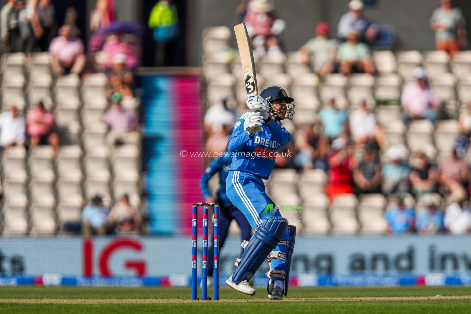 Smriti Mandhana of India bats during the 1st Metro Bank One Day International match England Women vs India Women at The Utilita Bowl, Southampton, United Kingdom, 16th July 2025

(Photo by Izzy Poles/News Images)