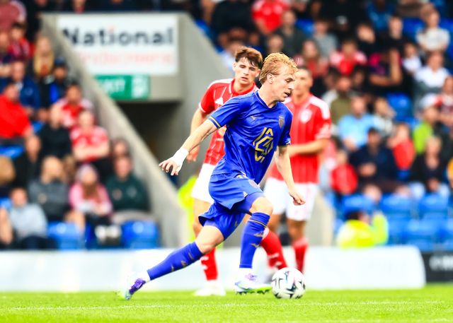 Archie Whitehall of Nottingham Forest in action during the Pre-season friendly match Nottingham Forest vs Monaco at SMH Group Stadiumact Stadium, Chesterfield, United Kingdom, 19th July 2025

(Photo by Richard Bierton/News Images)