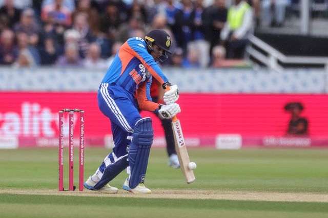 Abhishek Sharma of India hits a four during the First Vitality T20 International match England vs India at Banks Homes Riverside Stadium, Chester-le-street, United Kingdom on 01 July 2026

(Photo by Mark Cosgrove/News Images)