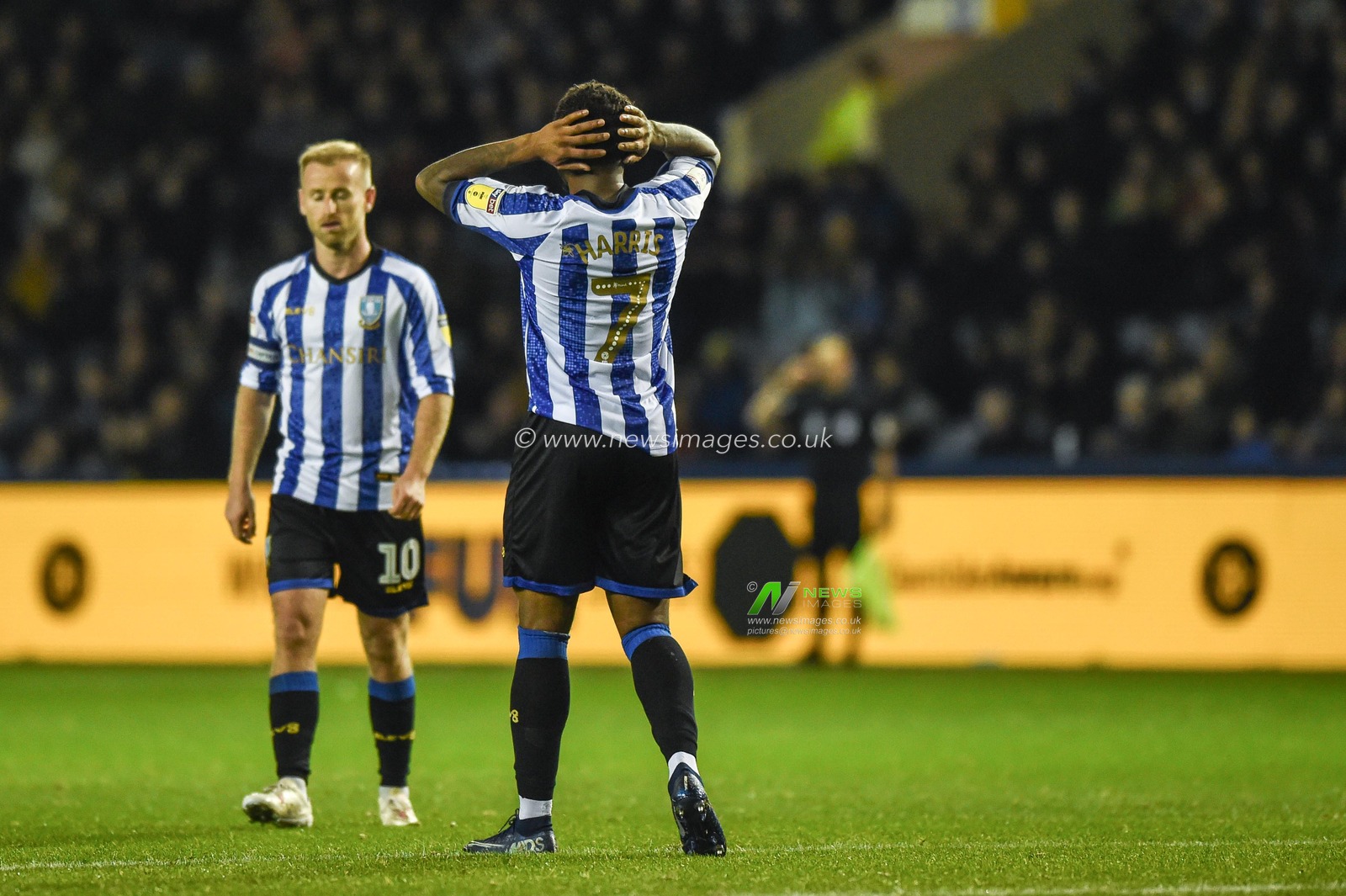22nd October 2019, Hillsborough, Sheffield, England; Sky Bet Championship, Sheffield Wednesday v Stoke City : Kadeem Harris (7) of Sheffield Wednesday holds his head after missed opportunity.
Credit: Dean Williams/News Images