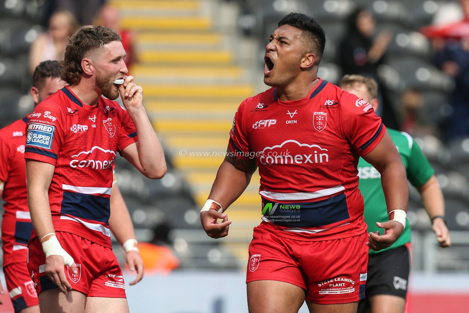 Albert Vete #8 of Hull KR celebrates his try during the Betfred Super League match Hull FC vs Hull KR at MKM Stadium, Hull, United Kingdom, 3rd September 2022

(Photo by David Greaves Photos/ Via/News Images)