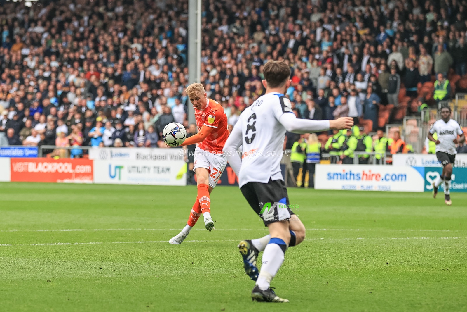 Charlie Kirk #27 of Blackpool shoots well wide