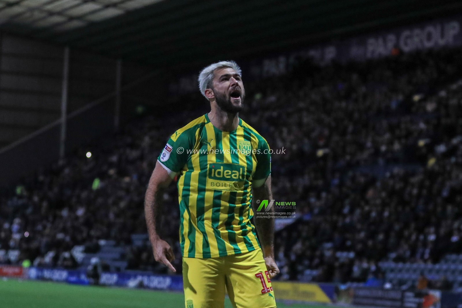 2nd December 2019, Deepdale, Preston, England; Sky Bet Championship, Preston North End v West Bromwich Albion : Charlie Austin (15) of West Bromwich Albion  celebrates his goal to make it 0-1

Credit: Mark Cosgrove/News Images