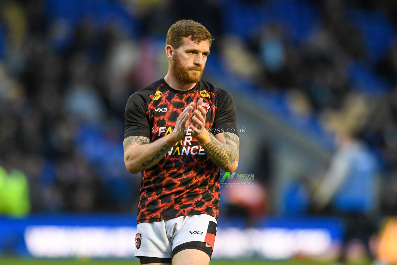 Marc Sneyd #7 of Salford Red Devils during the warm up