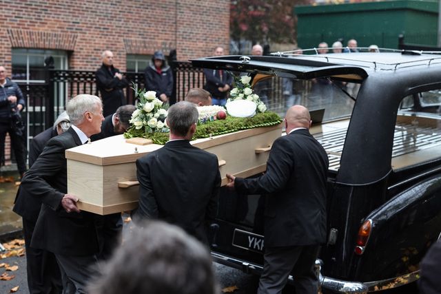 Harold Dennis “Dickie” Bird OBE coffin is placed into the hearse during the Funeral of Harold Dennis “Dickie” Bird OBE at St Mary's Church, Barnsley, United Kingdom, 19th October 2025

(Photo by Mark Cosgrove/News Images)