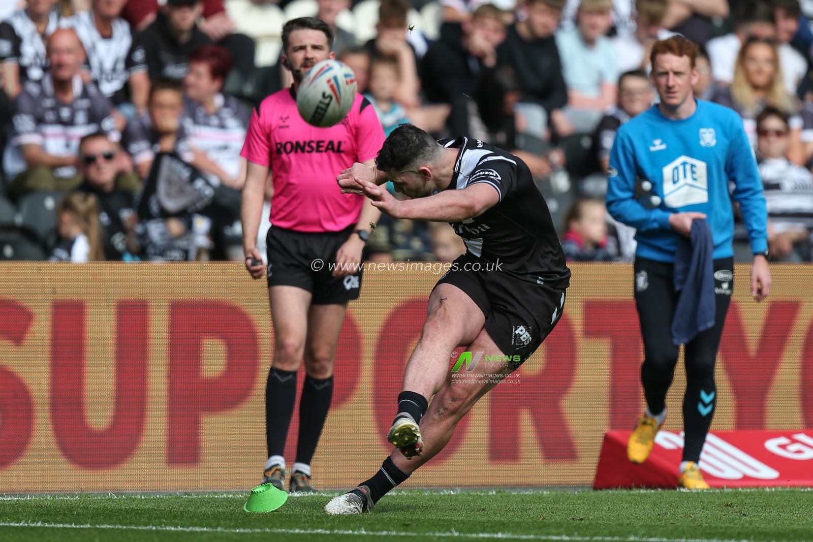 Jake Connor #1 of Hull FC kicks the conversion kick from near the side line