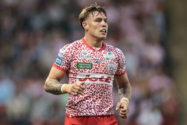 Keanan Brand of Leigh Leopards during the Betfred Super League Round 23 match Leigh Leopards vs Salford Red Devils at Leigh Sports Village, Leigh, United Kingdom, 22nd August 2025

(Photo by Mark Cosgrove/News Images)