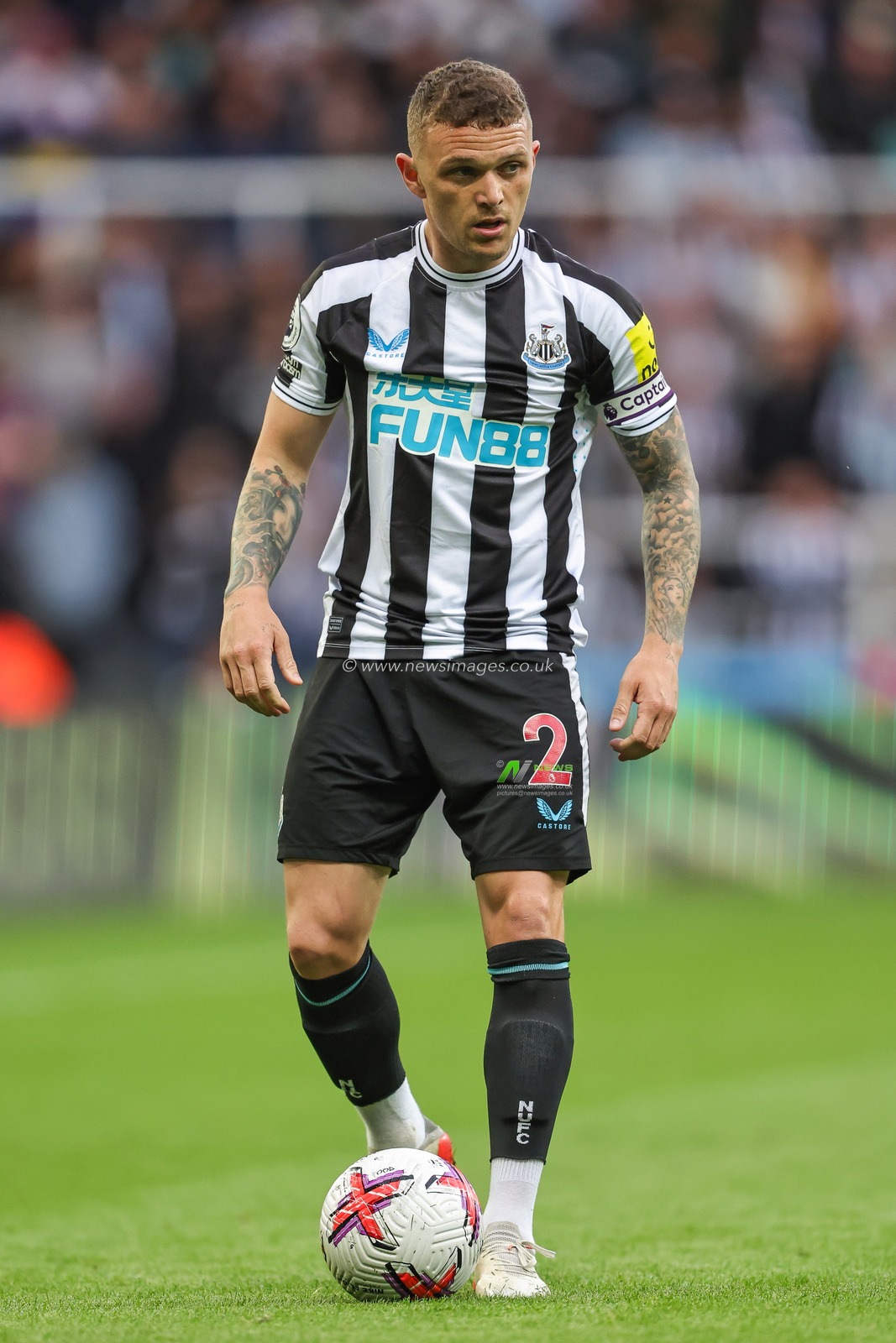 Kieran Trippier #2 of Newcastle United in action during the game during the Premier League match Newcastle United vs Leicester City at St. James's Park, Newcastle, United Kingdom, 22nd May 2023

(Photo by Mark Cosgrove/News Images)