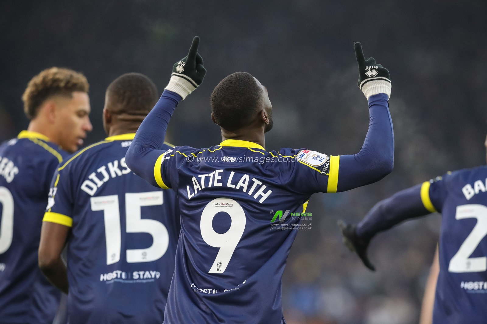 Emmanuel Latte Lath #9 of Middlesbrough celebrates his goal to make it 0-1 during the Sky Bet Championship match Leeds United vs Middlesbrough at Elland Road, Leeds, United Kingdom, 2nd December 2023

(Photo by James Heaton/News Images)
