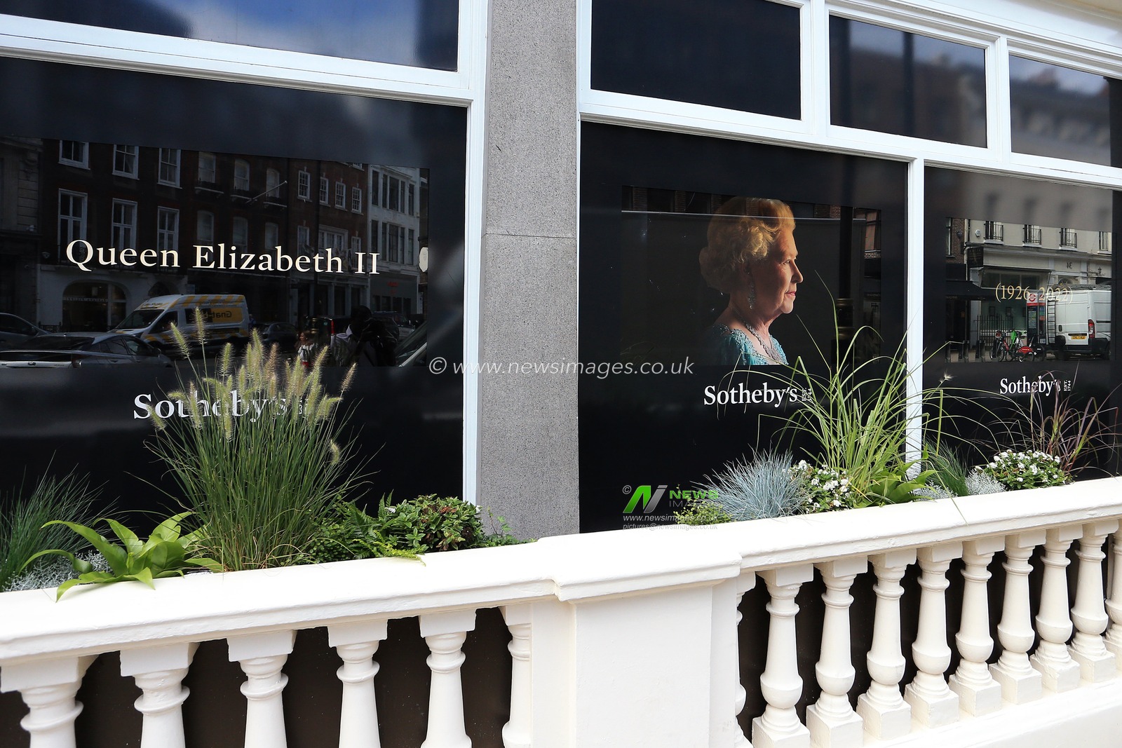 Auction house Sothebyâ€™s have a window display in tribute to Queen Elizabeth II at Burlington Arcade, Piccadilly, London, United Kingdom, 12th September 2022

(Photo by Carlton Myrie/News Images)