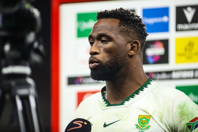 Siya Kolisi of South Africa on tv duties during the Quilter Nations Series 2025 match Wales vs South Africa at Principality Stadium, Cardiff, United Kingdom, 29th November 2025

(Photo by Andrew Lewis/News Images)

*** GER AUT SUI OUT ***