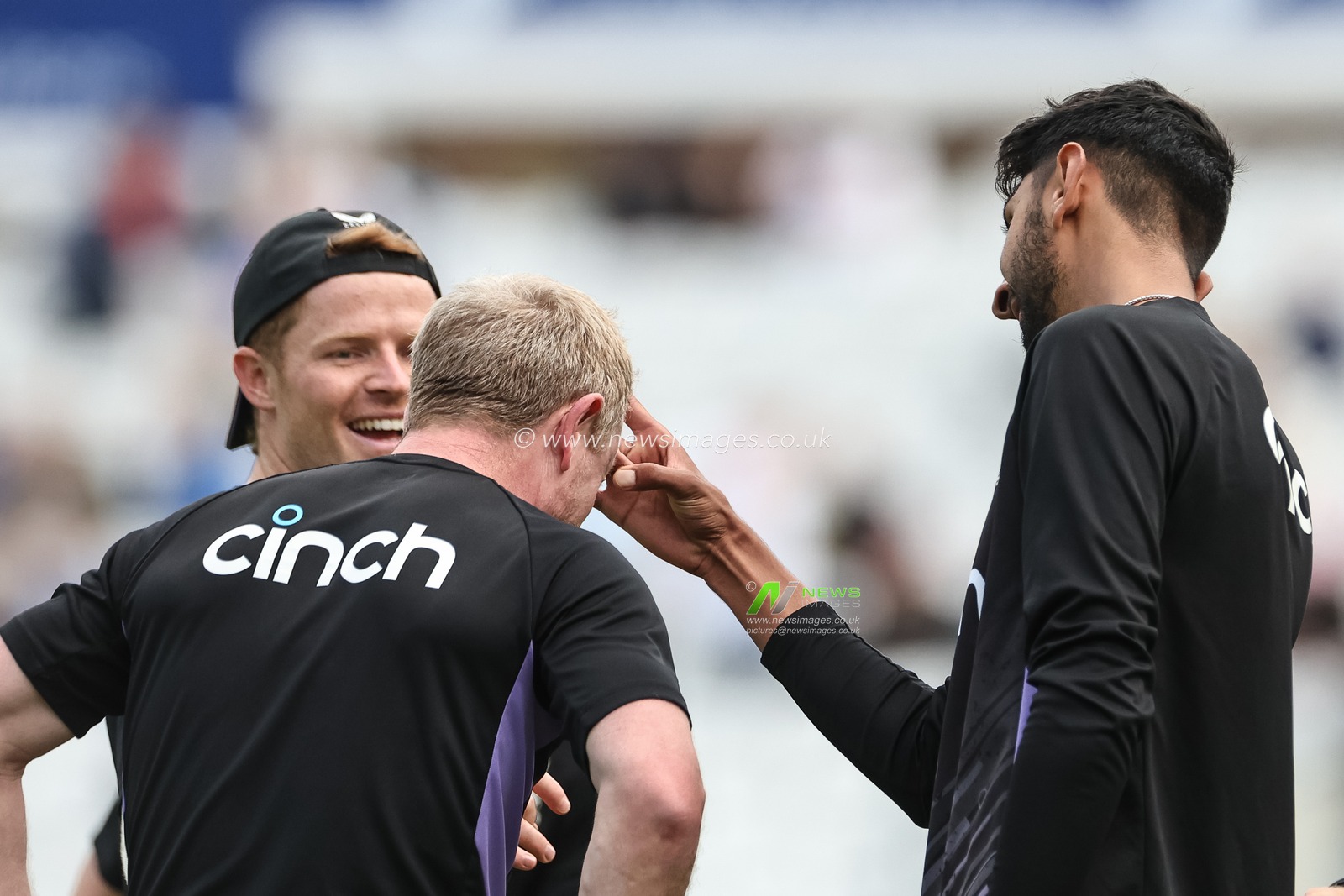 Shoaib Bashir of England flicks Marcus Trescothick England coach on the head after losing the pre match kick-up game with a football during the 3rd Rothesay Test Match Day Three England v Sri Lanka at The Kia Oval, London, United Kingdom, 8th September 2024

(Photo by Mark Cosgrove/News Images)
