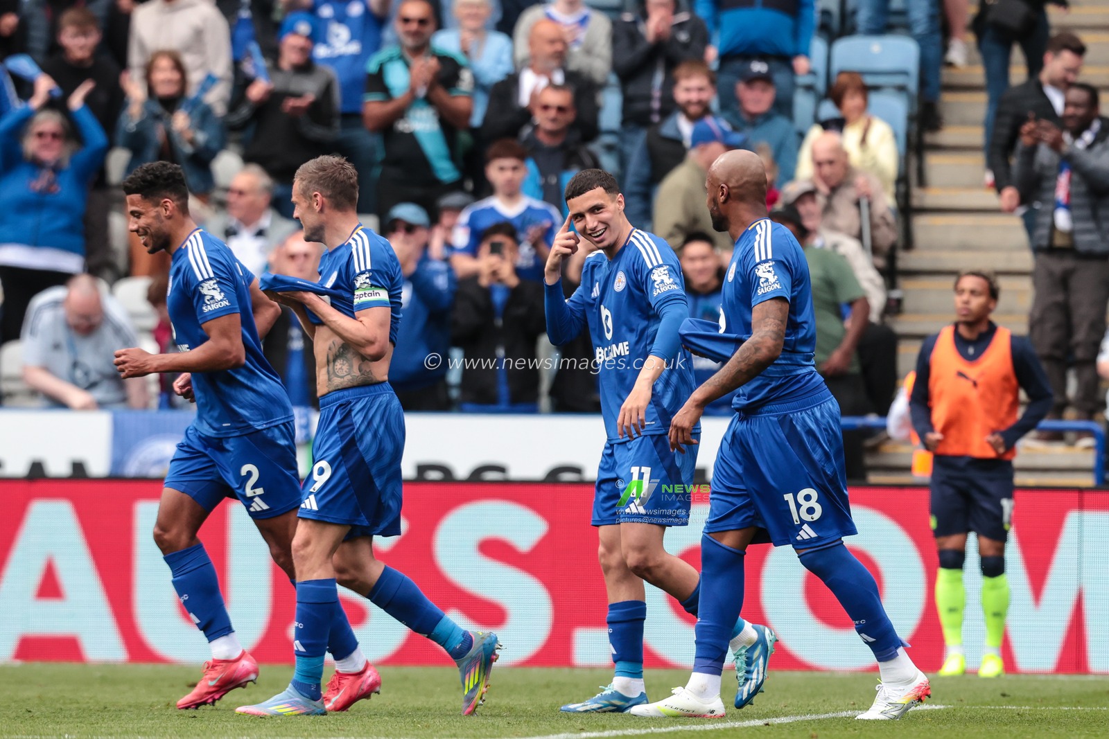 Bilal El Khannouss of Leicester City and Jordan Ayew of Leicester City during the Premier League match Leicester City vs Southampton at King Power Stadium, Leicester, United Kingdom, 3rd May 2025

(Photo by Richard Bierton/News Images)