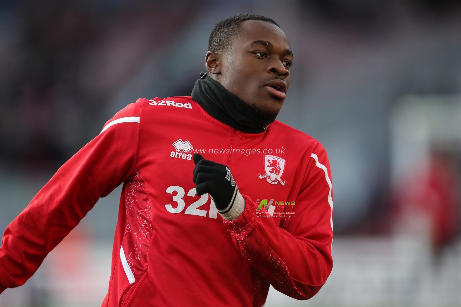 Chuba Akpom #29 of Middlesbrough during the pre match warm up ahead of the Sky Bet Championship match Middlesbrough vs Wigan Athletic at Riverside Stadium, Middlesbrough, United Kingdom, 26th December 2022

(Photo by James Heaton/News Images)